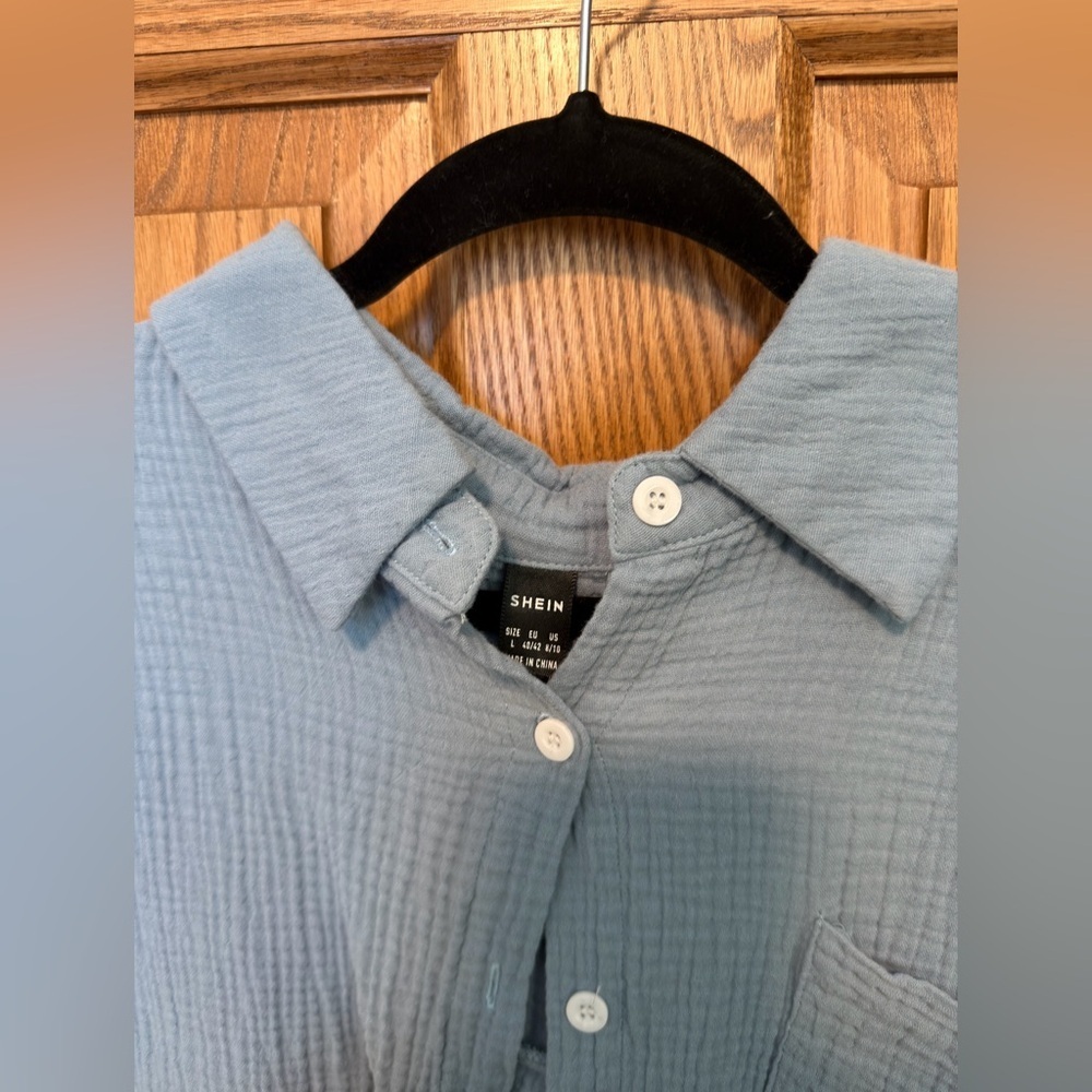 SHEIN Light Blue Button up - Picture 2 of 3
